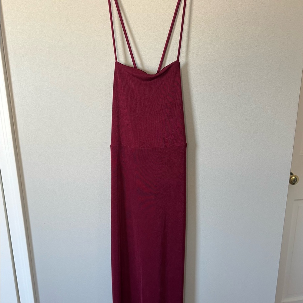 Wild Fable Maxi Dress Womens Med Red Sleeveless Open Back Spaghetti Straps NEW